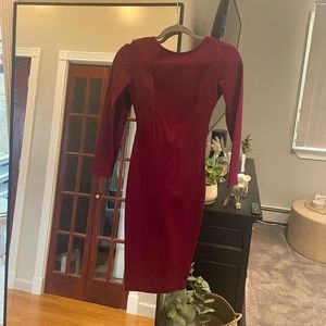 Lulus Long Sleeve Burgundy Backless Midi Dress